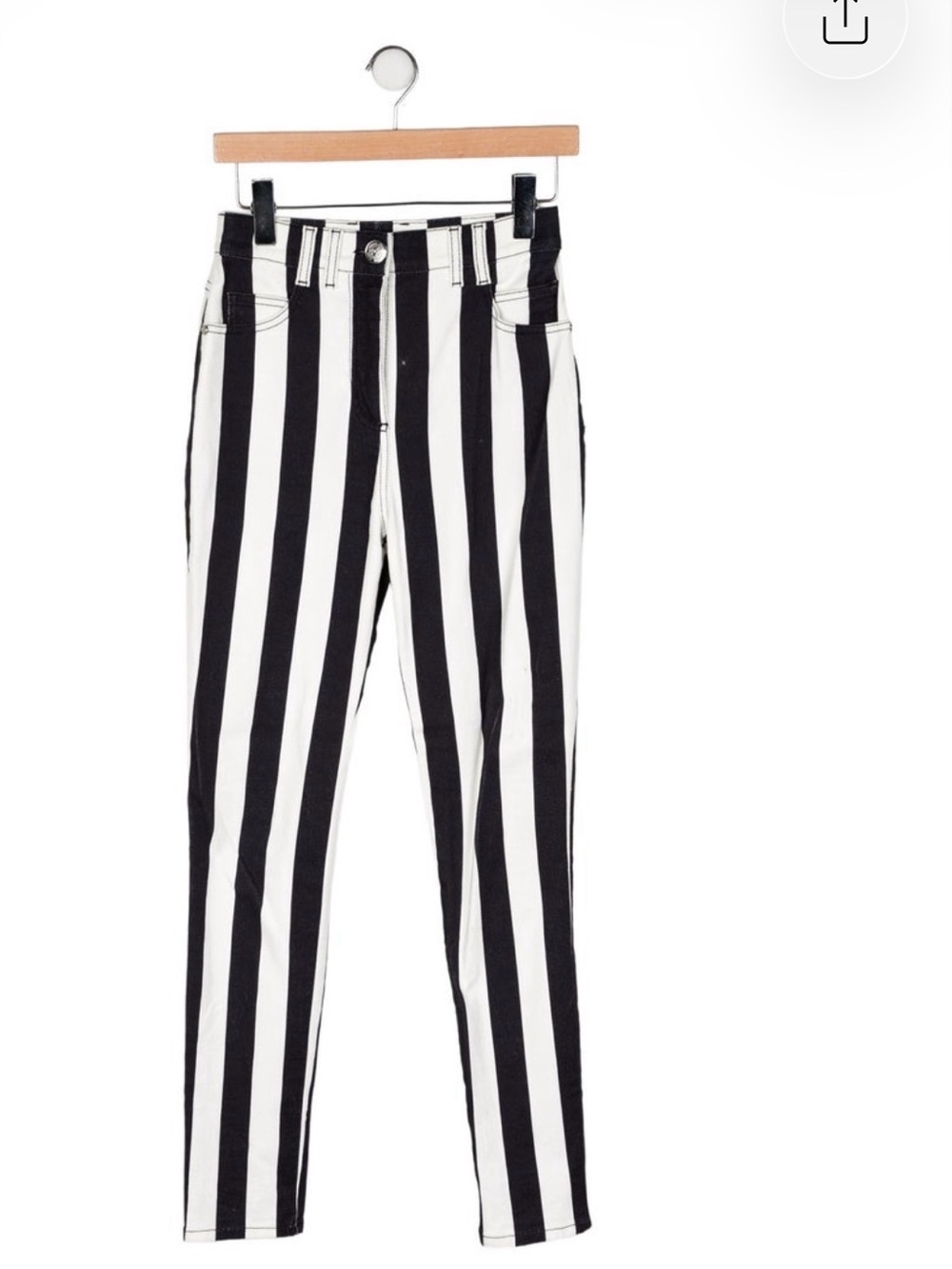 Balmain High-Rise Black & White Vertical Stripe Skinny Jeans